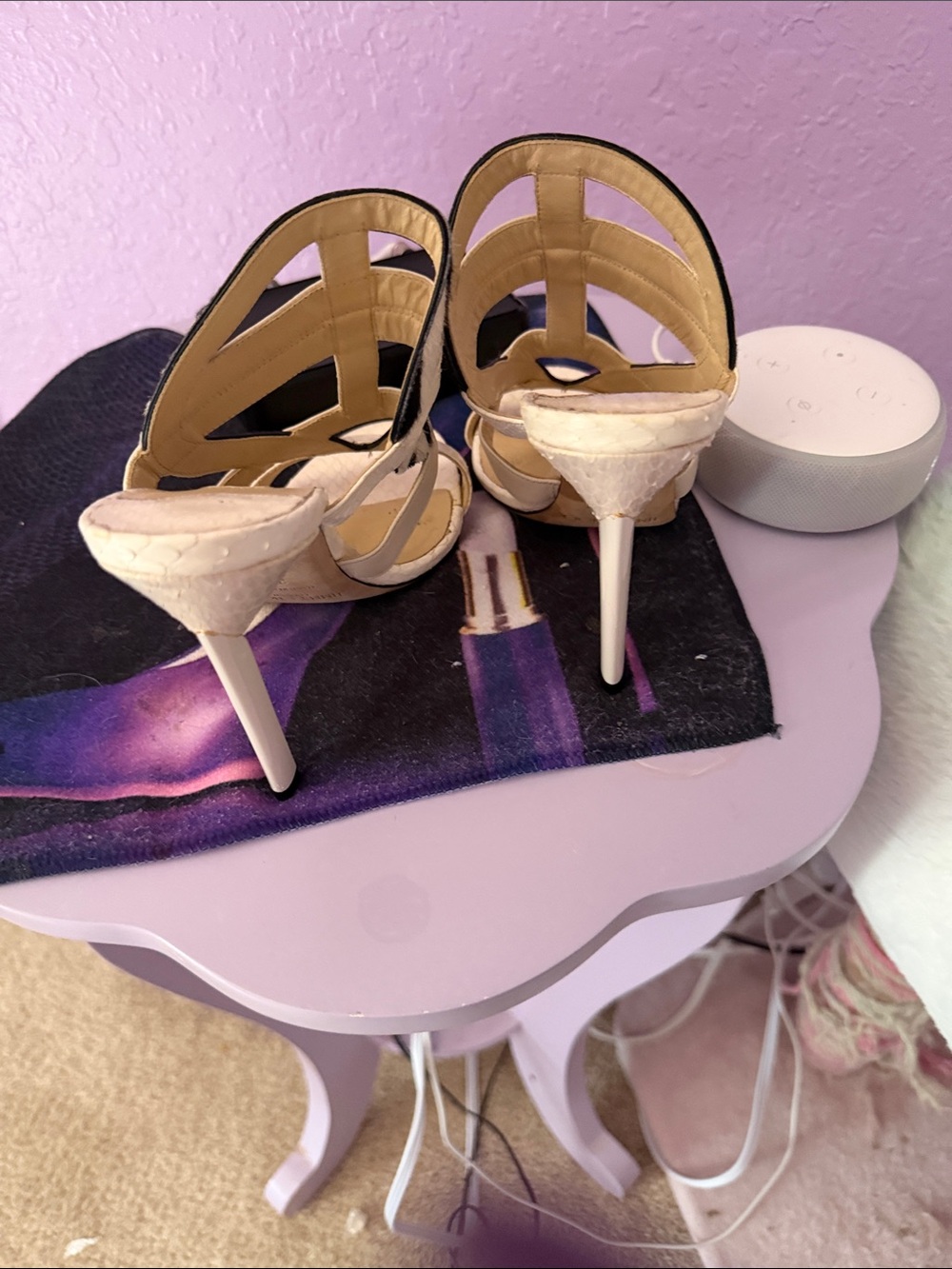 Jimmy Choo Cream Strappy Stiletto Sandals with Zebra Accent - Picture 5 of 5